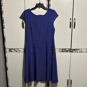 Anne Klein Navy Polka Dot Dress